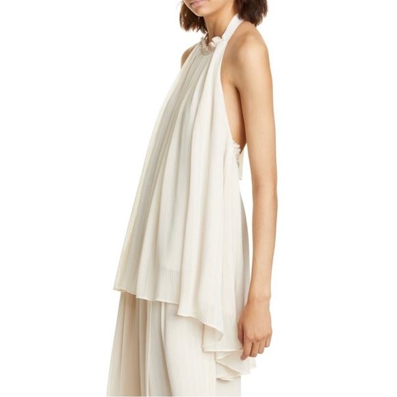 ADEAM BEIGE STRIPED CHIFFON HALTER TOP - Picture 6 of 11